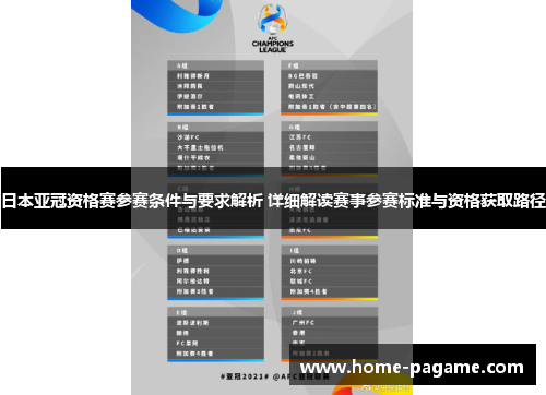 日本亚冠资格赛参赛条件与要求解析 详细解读赛事参赛标准与资格获取路径
