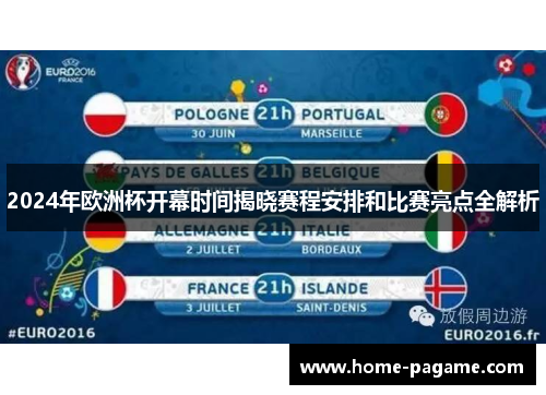2024年欧洲杯开幕时间揭晓赛程安排和比赛亮点全解析